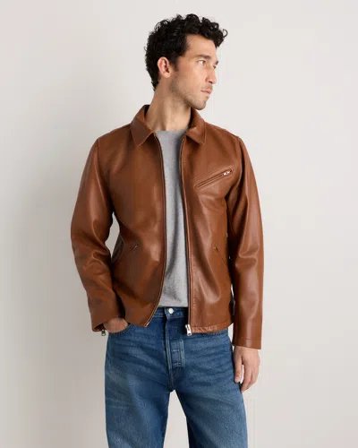 Quince Men's 100% Washed Leather Moto Jacket In Brown