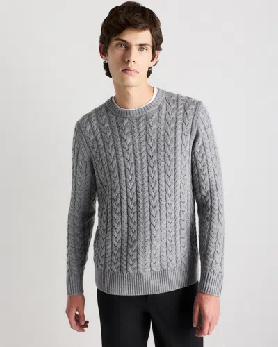 Quince Men's Australian Merino Wool Cable Crewneck Sweater In Gray