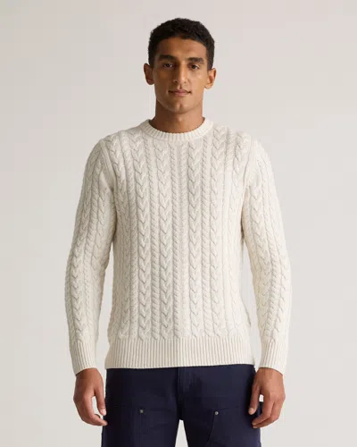 Quince Men's Australian Merino Wool Cable Crewneck Sweater In Heather Bone