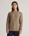 Quince Men's Australian Merino Wool Cable Crewneck Sweater In Malted Toffee