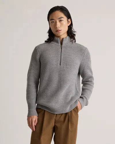 Quince Men's Australian Merino Wool Half Zip Sweater In Heather Grey