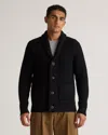 Quince Men's Australian Merino Wool Shawl Collar Cardigan Sweater In Black