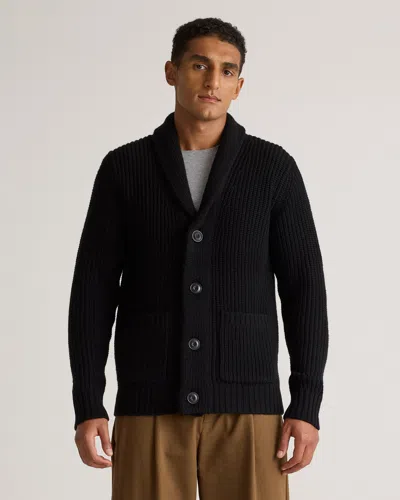 Quince Men's Australian Merino Wool Shawl Collar Cardigan Sweater In Black