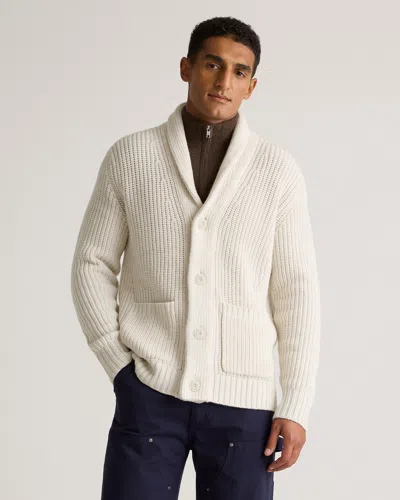 Quince Men's Australian Merino Wool Shawl Collar Cardigan Sweater In Heather Bone