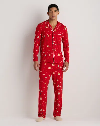 Quince Men's Bamboo Jersey Long Sleeve Pajama Set In Red