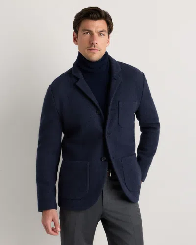 Quince Men's Boiled Wool Cashmere Blazer In Blue