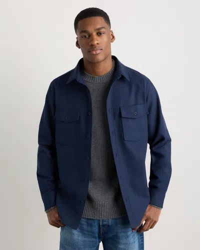 Quince Men's Brushed Cotton Wool Utility Overshirt In Blue