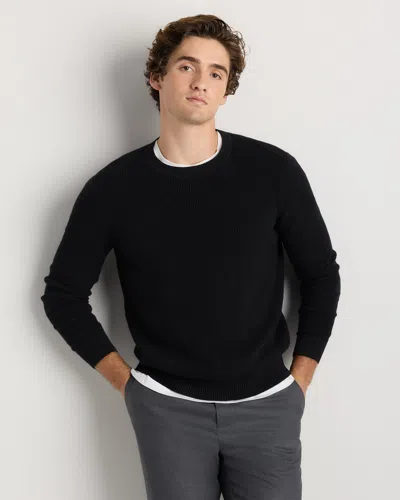 Quince Men's Cashmere Waffle Crewneck Sweater In Black