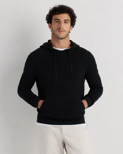 Quince Men's Cashmere Waffle Hoodie In Black