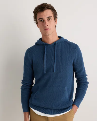 Quince Men's Cashmere Waffle Hoodie In Blue