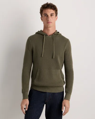 Quince Men's Cashmere Waffle Hoodie In Green
