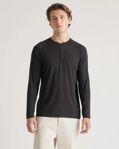 Quince Men's Cotton Modal Long Sleeve Henley T-shirt In Black