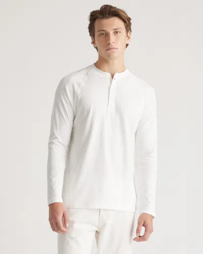 Quince Men's Cotton Modal Long Sleeve Henley T-shirt In White