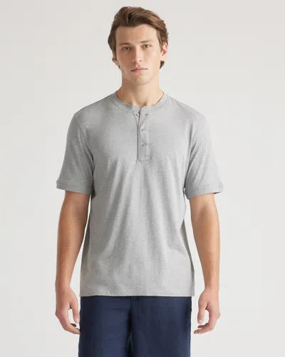 Quince Men's Cotton Modal Short Sleeve Henley T-shirt In Heather Grey
