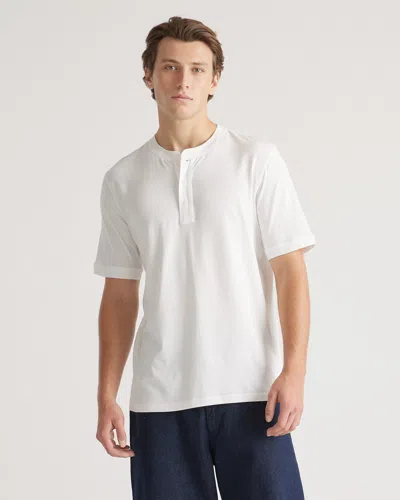 Quince Men's Cotton Modal Short Sleeve Henley T-shirt In White
