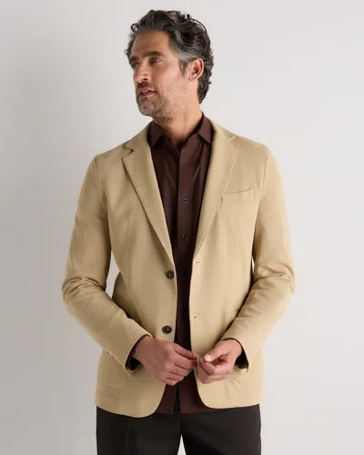 Quince Men's Cotton Pique Knit Blazer In Brown