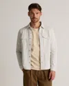 Quince Men's Cotton Pique Knit Overshirt In Heather White