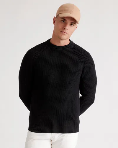 Quince Men's Fisherman Crew Sweater In Black