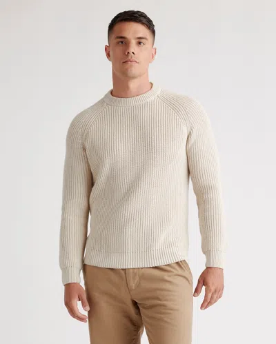 Quince Men's Fisherman Crew Sweater In Speckled Beige