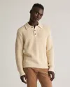 Quince Men's Fisherman Polo Sweater In Alabaster