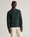 Quince Men's Fisherman Polo Sweater In Dark Spruce
