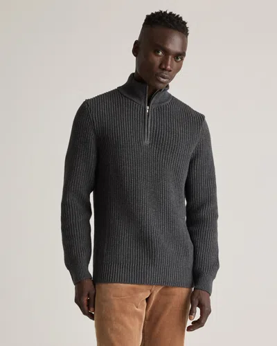 Quince Men's Fisherman Quarter-zip Sweater In Charcoal