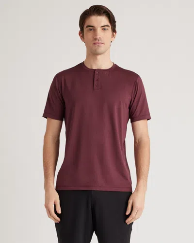 Quince Men's Flowknit Breeze Performance Henley T-shirt In Burgundy