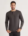 Quince Men's Flowknit Breeze Performance Long Sleeve Henley T-shirt In Heather Black