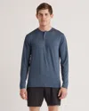 Quince Men's Flowknit Breeze Performance Long Sleeve Henley T-shirt In Navy