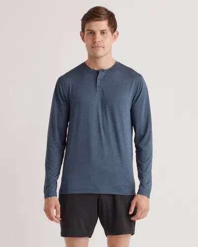 Quince Men's Flowknit Breeze Performance Long Sleeve Henley T-shirt In Navy