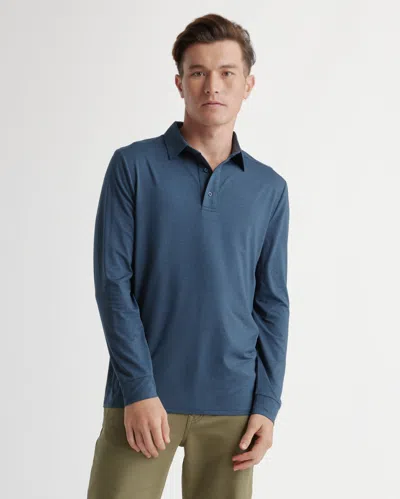 Quince Men's Flowknit Breeze Performance Long Sleeve Polo In Navy