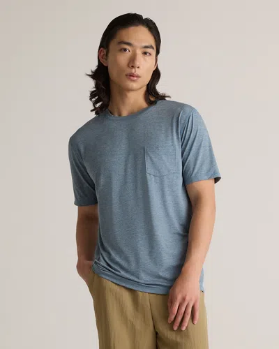 Quince Men's Flowknit Breeze Performance Pocket T-shirt In Heather Sky Blue