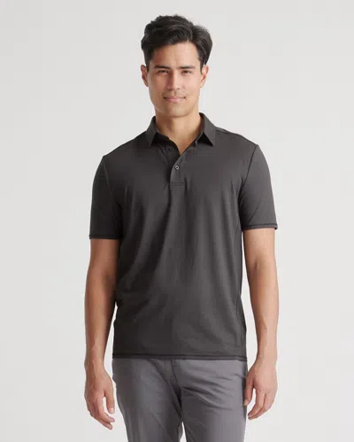 Quince Men's Flowknit Breeze Performance Polo In Heather Black