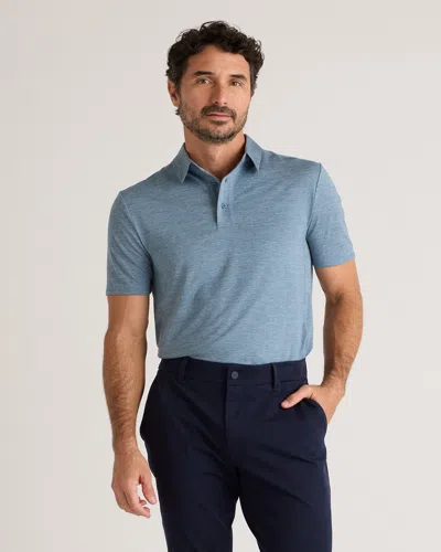 Quince Men's Flowknit Breeze Performance Polo In Heather Sky Blue