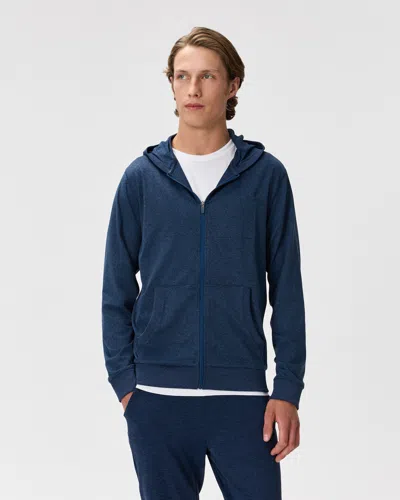 Quince Men's Flowknit Performance Full-zip Chest Pocket Hoodie In Blue
