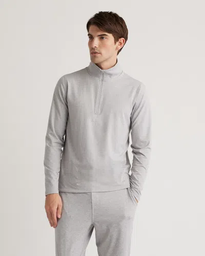 Quince Men's Flowknit Performance Half-zip In Heather Pale Grey