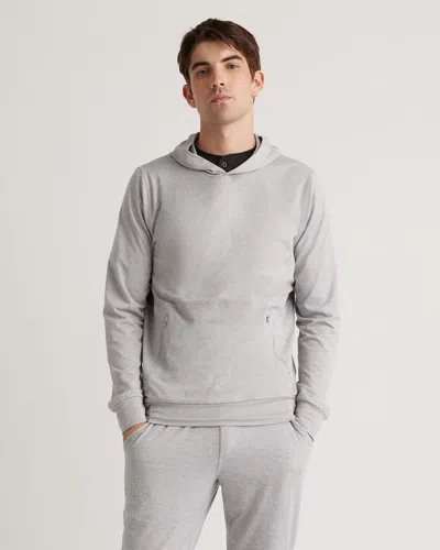 Quince Men's Flowknit Performance Hoodie In Heather Pale Grey