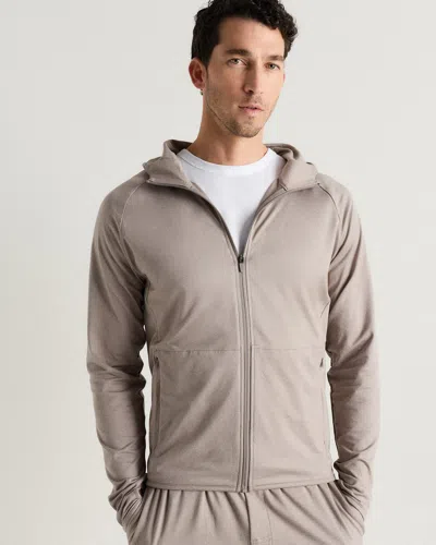 Quince Men's Flowknit Performance Zip Hoodie In Brown