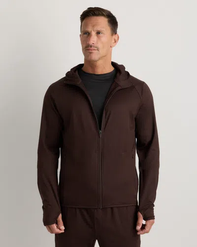 Quince Men's Flowknit Performance Zip Hoodie In Brown