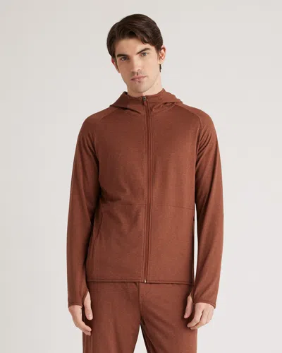 Quince Men's Flowknit Performance Zip Hoodie In Heather Cedar