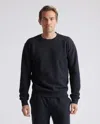 Quince Men's Organic Heavyweight Fleece Crew Neck Alpaca Sweater In Black