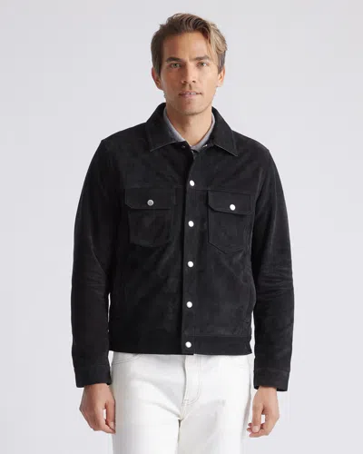 Quince Men's Italian Suede Trucker Jacket In Black