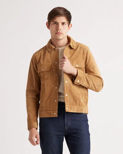 Quince Men's Italian Suede Trucker Jacket In Cognac