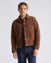 Quince Men's Italian Suede Trucker Jacket In Dark Chestnut