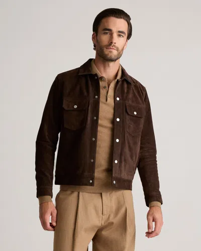 Quince Men's Italian Suede Trucker Jacket In Espresso