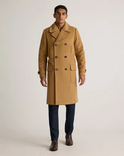 Quince Men's Italian Wool Double-breasted Officer Topcoat In Caramel