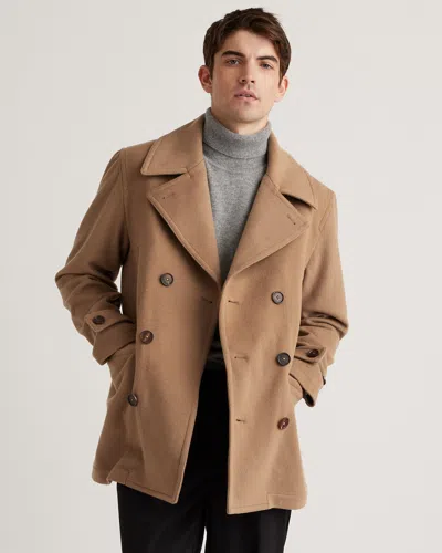 Quince Men's Italian Wool Peacoat In Dark Camel
