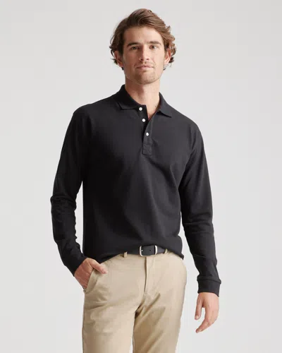 Quince Men's Long Sleeve Pique Polo In Black