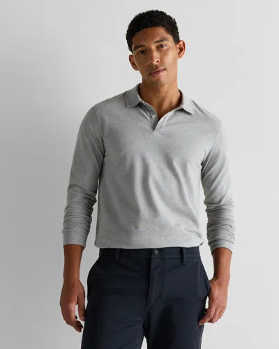 Quince Men's Long Sleeve Pique Polo In Gray