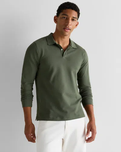 Quince Men's Long Sleeve Pique Polo In Green